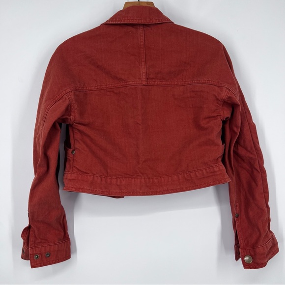 Urban Outfitters Orange Cropped Denim Jean Jacket - Picture 7 of 8